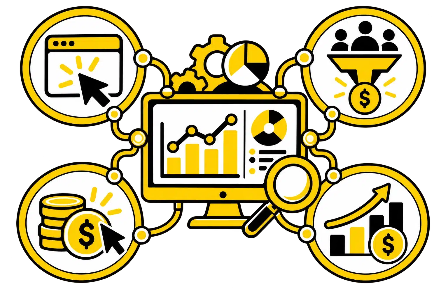 Yellow Analytics Dashboard Infographic